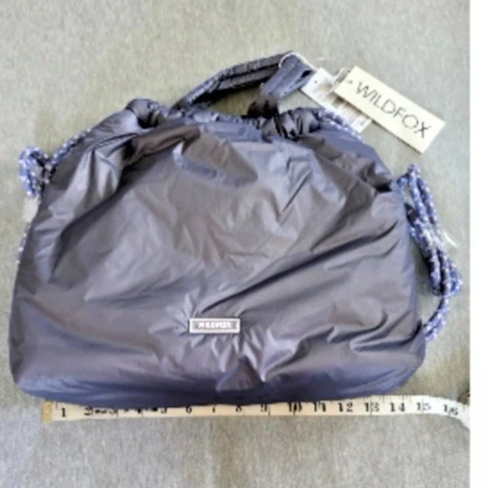 NWT Wildfox Puffy Drawstring Backpack‎ Dark Gray Puffer Tote Bag Gym Gorp Y2K